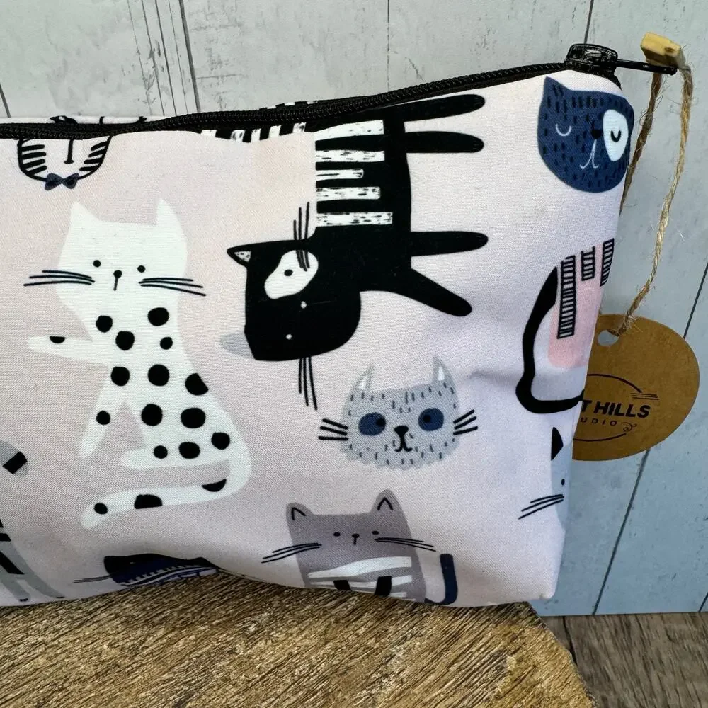 Cloth Kitty Cat Makeup Bag Pink Cosmetics Bag NEW Boho Black Cat Travel Bag